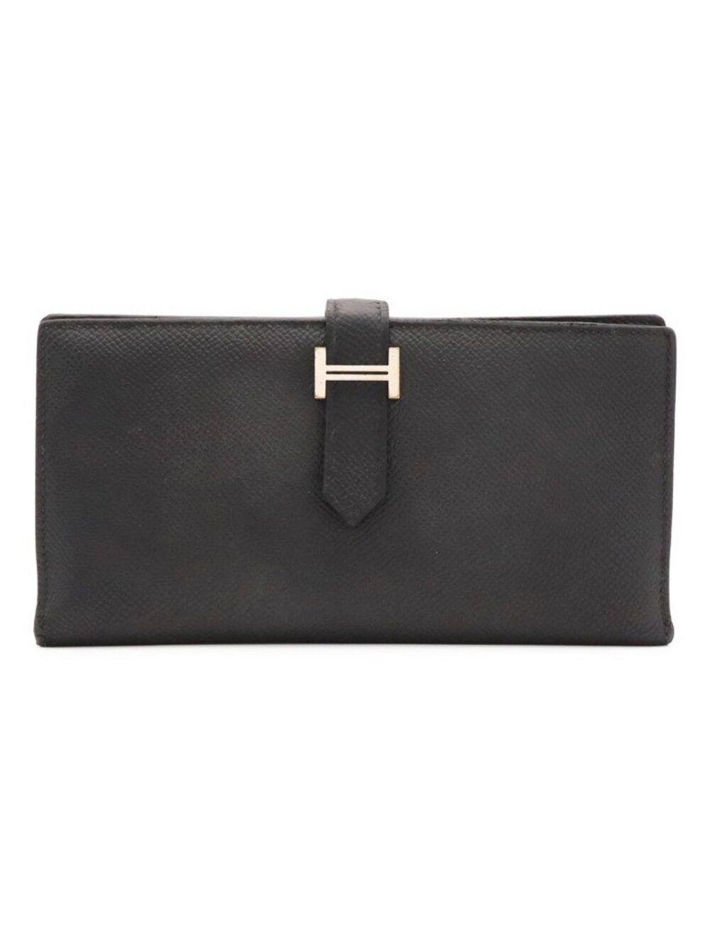 Hermes Bearn Soufflet Wallet Bifold Veau Epsom Black Silver